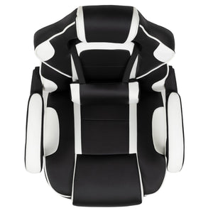 English Elm X40 Gaming Chair - Ergonomic Comfort with Reclining Design, Massaging Lumbar Support & Footrest Black with White Trim CH-00288-WH-GG