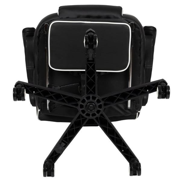 English Elm X40 Gaming Chair - Ergonomic Comfort with Reclining Design, Massaging Lumbar Support & Footrest Black with White Trim CH-00288-WH-GG