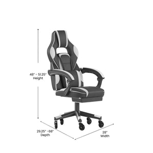 English Elm X40 Gaming Chair with Ergonomic Design, Fully Reclining Back, USB Massaging Pillow & Smooth Wheels Black with White Trim CH-00288-WH-RLB-GG