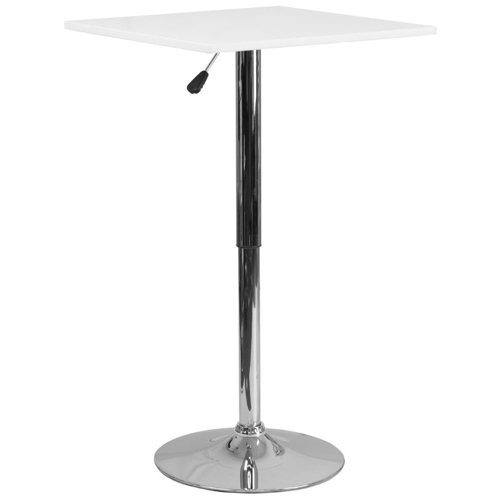 English Elm Pearl 23.75'' Square Adjustable Height Table - Stylish White Wood Swivel Top for Versatile Spaces CH-1-GG