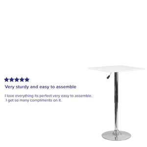 English Elm Pearl 23.75'' Square Adjustable Height Table - Stylish White Wood Swivel Top for Versatile Spaces CH-1-GG