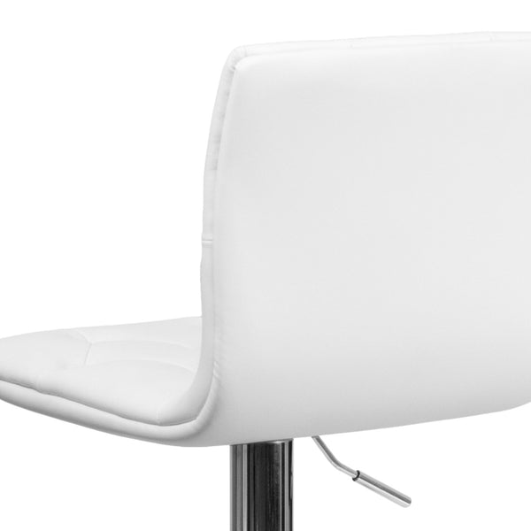 English Elm Sammie Contemporary Button Tufted Vinyl Adjustable Barstool with Chrome Base for Modern Spaces White CH-112080-WH-GG