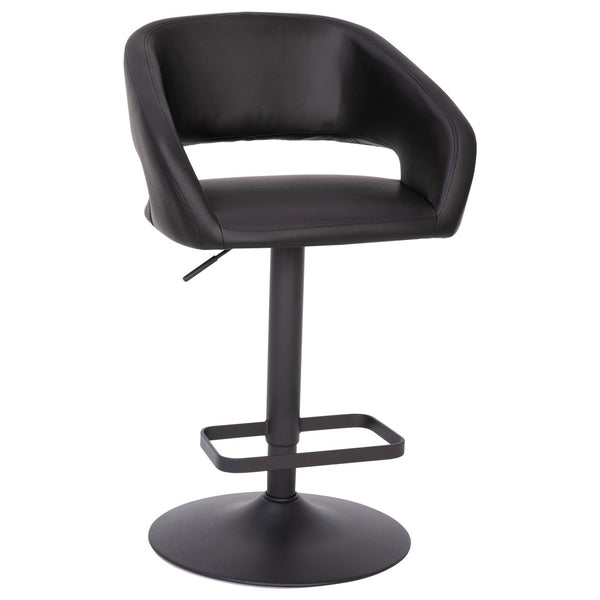 English Elm Erik Contemporary Adjustable Height Barstool with Rounded Mid-Back for Modern Kitchen Spaces Black Vinyl/Black Frame CH-122070-BKBK-GG