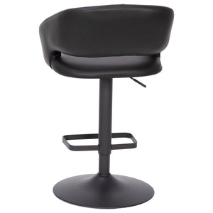 English Elm Erik Contemporary Adjustable Height Barstool with Rounded Mid-Back for Modern Kitchen Spaces Black Vinyl/Black Frame CH-122070-BKBK-GG