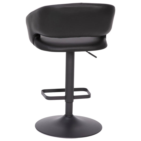 English Elm Erik Contemporary Adjustable Height Barstool with Rounded Mid-Back for Modern Kitchen Spaces Black Vinyl/Black Frame CH-122070-BKBK-GG