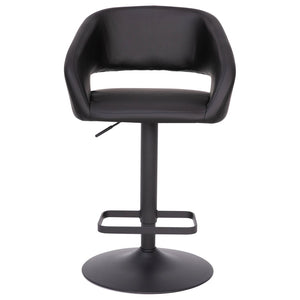 English Elm Erik Contemporary Adjustable Height Barstool with Rounded Mid-Back for Modern Kitchen Spaces Black Vinyl/Black Frame CH-122070-BKBK-GG