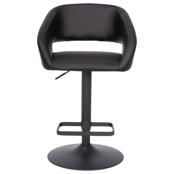 English Elm Erik Contemporary Adjustable Height Barstool with Rounded Mid-Back for Modern Kitchen Spaces Black Vinyl/Black Frame CH-122070-BKBK-GG