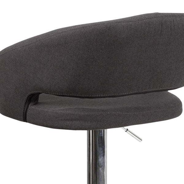 English Elm Erik Contemporary Adjustable Height Barstool with Rounded Back, Chrome Base for Modern Spaces Charcoal Fabric/Chrome Frame CH-122070-BKFAB-GG