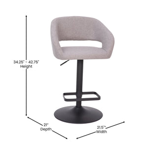 English Elm Erik Contemporary Adjustable Height Barstool with Rounded Mid-Back for Modern Kitchen Spaces Gray Vinyl/Black Frame CH-122070-GYBK-GG