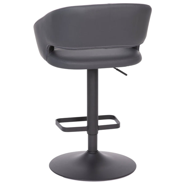 English Elm Erik Contemporary Adjustable Height Barstool with Rounded Mid-Back for Modern Kitchen Spaces Gray Vinyl/Black Frame CH-122070-GYBK-GG