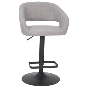 English Elm Erik Contemporary Adjustable Height Barstool with Rounded Back, Chrome Base for Modern Spaces Gray Fabric/Black Frame CH-122070-GYFABBK-GG