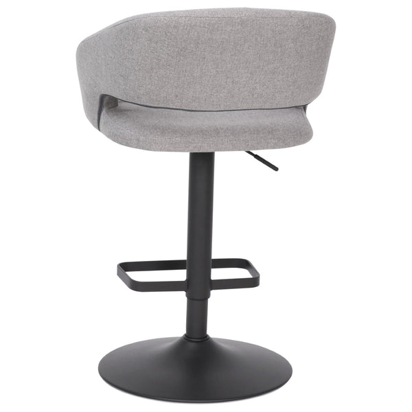 English Elm Erik Contemporary Adjustable Height Barstool with Rounded Back, Chrome Base for Modern Spaces Gray Fabric/Black Frame CH-122070-GYFABBK-GG