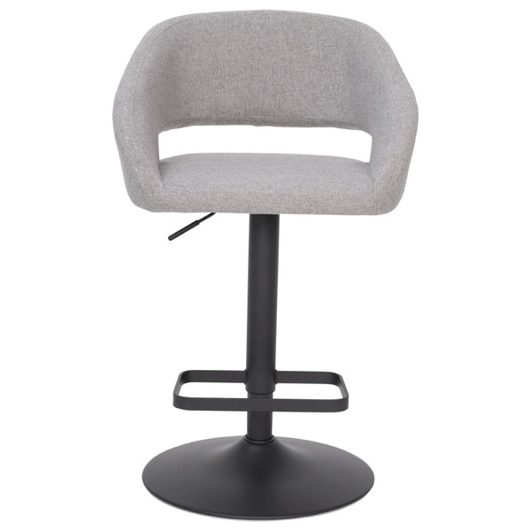 English Elm Erik Contemporary Adjustable Height Barstool with Rounded Back, Chrome Base for Modern Spaces Gray Fabric/Black Frame CH-122070-GYFABBK-GG