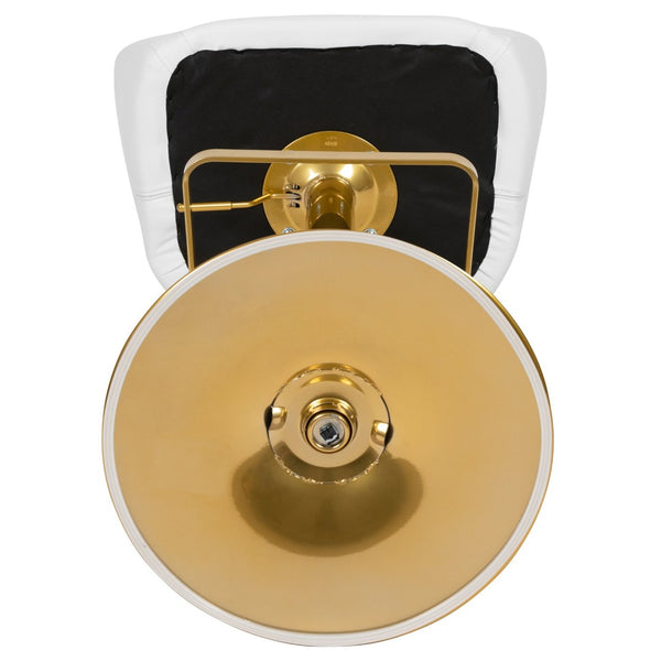 English Elm Erik Contemporary Adjustable Height Barstool with Rounded Mid-Back for Modern Kitchen Spaces White/Gold Frame CH-122070-WH-G-GG