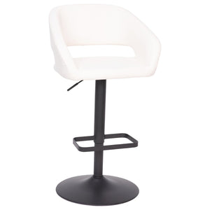 English Elm Erik Contemporary Adjustable Height Barstool with Rounded Mid-Back for Modern Kitchen Spaces White Vinyl/Black Frame CH-122070-WHBK-GG