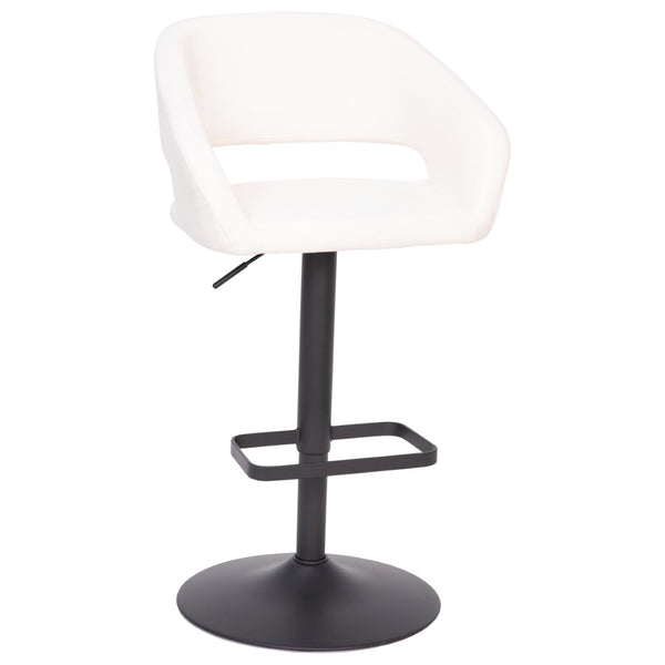 English Elm Erik Contemporary Adjustable Height Barstool with Rounded Mid-Back for Modern Kitchen Spaces White Vinyl/Black Frame CH-122070-WHBK-GG