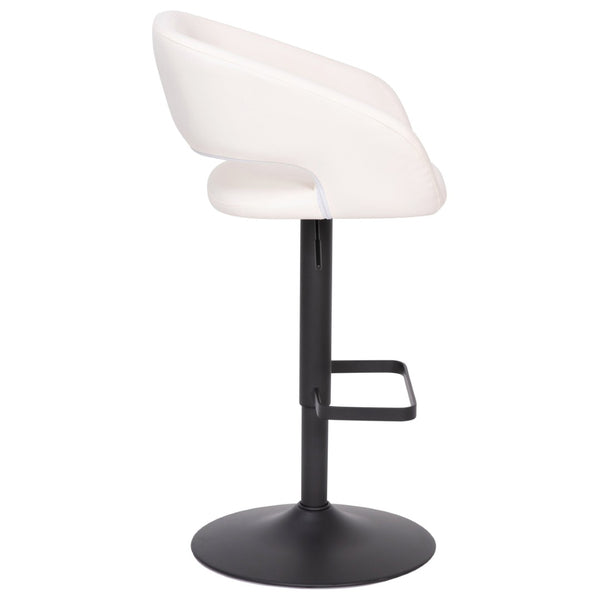 English Elm Erik Contemporary Adjustable Height Barstool with Rounded Mid-Back for Modern Kitchen Spaces White Vinyl/Black Frame CH-122070-WHBK-GG