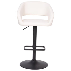 English Elm Erik Contemporary Adjustable Height Barstool with Rounded Mid-Back for Modern Kitchen Spaces White Vinyl/Black Frame CH-122070-WHBK-GG