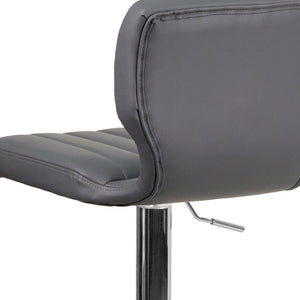 English Elm Jeremy Contemporary Adjustable Height Barstool with Chrome Base for Modern Home Bar & Kitchen Use Gray Vinyl CH-132330-GY-GG