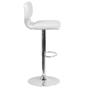 English Elm Jeremy Contemporary Adjustable Height Barstool with Chrome Base for Modern Home Bar & Kitchen Use White Vinyl CH-132330-WH-GG