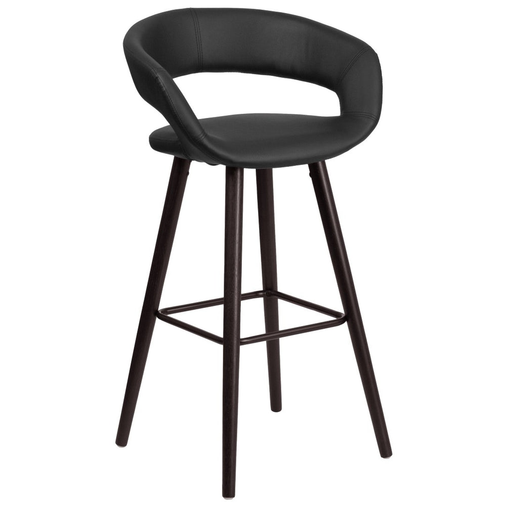 English Elm Brynn 29'' High Contemporary Cappuccino Barstool with Black Vinyl Seat – Stylish Comfort & Durability CH-152560-BK-VY-GG