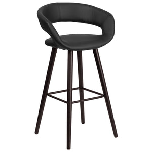English Elm Brynn 29'' High Contemporary Cappuccino Barstool with Black Vinyl Seat – Stylish Comfort & Durability CH-152560-BK-VY-GG