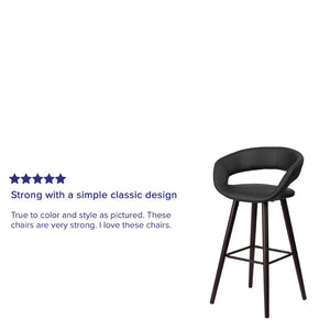 English Elm Brynn 29'' High Contemporary Cappuccino Barstool with Black Vinyl Seat – Stylish Comfort & Durability CH-152560-BK-VY-GG