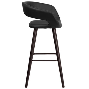 English Elm Brynn 29'' High Contemporary Cappuccino Barstool with Black Vinyl Seat – Stylish Comfort & Durability CH-152560-BK-VY-GG