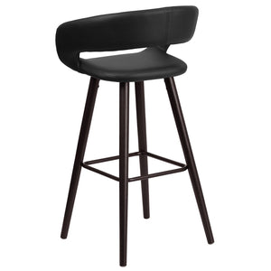 English Elm Brynn 29'' High Contemporary Cappuccino Barstool with Black Vinyl Seat – Stylish Comfort & Durability CH-152560-BK-VY-GG