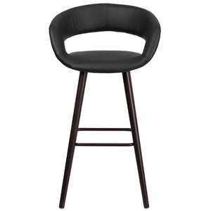 English Elm Brynn 29'' High Contemporary Cappuccino Barstool with Black Vinyl Seat – Stylish Comfort & Durability CH-152560-BK-VY-GG