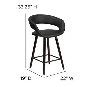 English Elm Brynn Contemporary 23.75'' High Cappuccino Wood Counter Stool with Black Vinyl for Modern Spaces CH-152561-BK-VY-GG