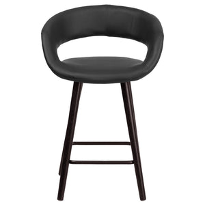 English Elm Brynn Contemporary 23.75'' High Cappuccino Wood Counter Stool with Black Vinyl for Modern Spaces CH-152561-BK-VY-GG