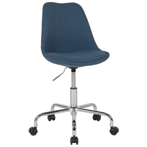 English Elm Aurora Mid-Back Blue Task Office Chair with Chrome Base, Pneumatic Lift & Ergonomic Design for Comfort CH-152783-BL-GG