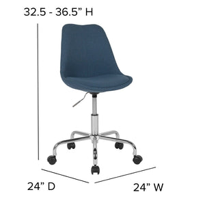 English Elm Aurora Mid-Back Blue Task Office Chair with Chrome Base, Pneumatic Lift & Ergonomic Design for Comfort CH-152783-BL-GG