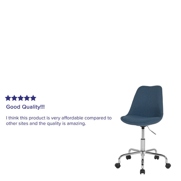 English Elm Aurora Mid-Back Blue Task Office Chair with Chrome Base, Pneumatic Lift & Ergonomic Design for Comfort CH-152783-BL-GG