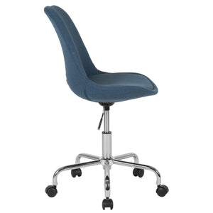 English Elm Aurora Mid-Back Blue Task Office Chair with Chrome Base, Pneumatic Lift & Ergonomic Design for Comfort CH-152783-BL-GG