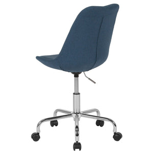 English Elm Aurora Mid-Back Blue Task Office Chair with Chrome Base, Pneumatic Lift & Ergonomic Design for Comfort CH-152783-BL-GG