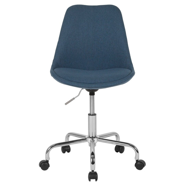 English Elm Aurora Mid-Back Blue Task Office Chair with Chrome Base, Pneumatic Lift & Ergonomic Design for Comfort CH-152783-BL-GG