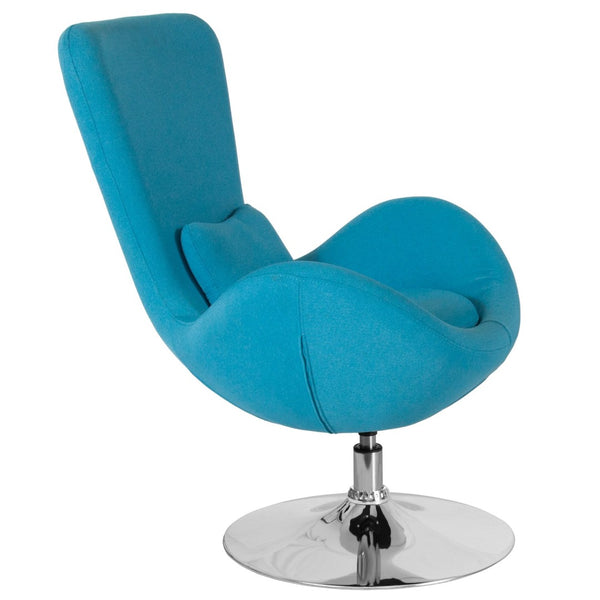 English Elm Egg Series Contemporary High-Back Reception Chair with Swivel Seat and Lumbar Support for Comfort Aqua Fabric CH-162430-AQ-FAB-GG