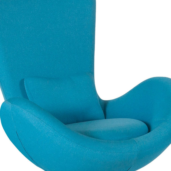 English Elm Egg Series Contemporary High-Back Reception Chair with Swivel Seat and Lumbar Support for Comfort Aqua Fabric CH-162430-AQ-FAB-GG
