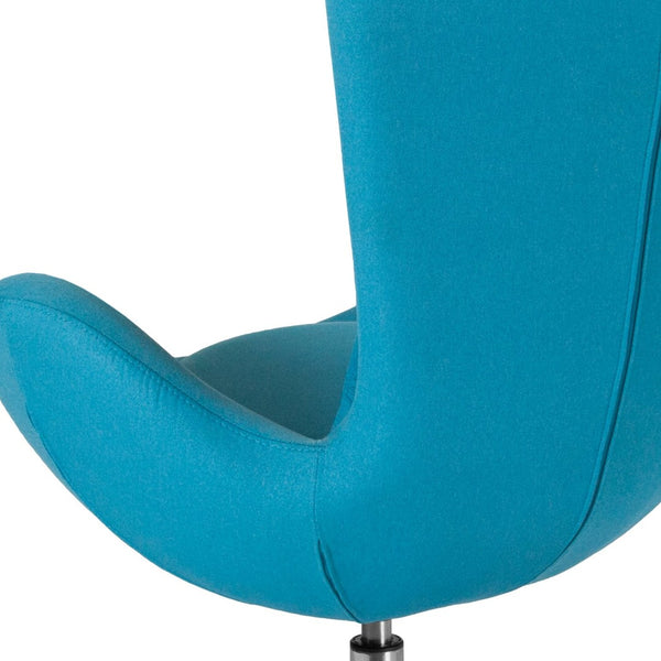 English Elm Egg Series Contemporary High-Back Reception Chair with Swivel Seat and Lumbar Support for Comfort Aqua Fabric CH-162430-AQ-FAB-GG