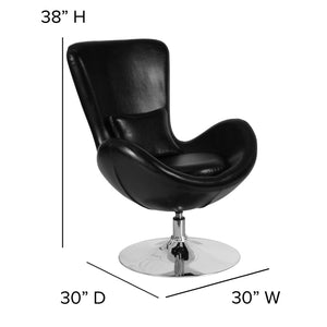 English Elm Egg Series High-Back Reception Chair with Swivel Design and Lumbar Support for Modern Interiors Black LeatherSoft CH-162430-BK-LEA-GG