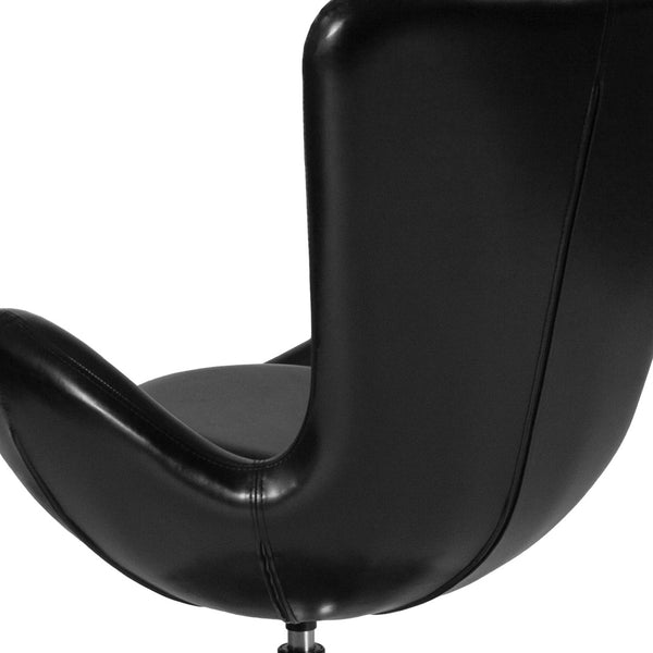 English Elm Egg Series High-Back Reception Chair with Swivel Design and Lumbar Support for Modern Interiors Black LeatherSoft CH-162430-BK-LEA-GG