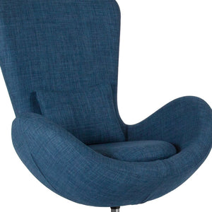 English Elm Egg Series Contemporary High-Back Reception Chair with Swivel Seat and Lumbar Support for Comfort Blue Fabric CH-162430-BL-FAB-GG
