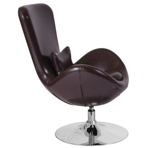 English Elm Egg Series High-Back Reception Chair with Swivel Design and Lumbar Support for Modern Interiors Brown LeatherSoft CH-162430-BN-LEA-GG