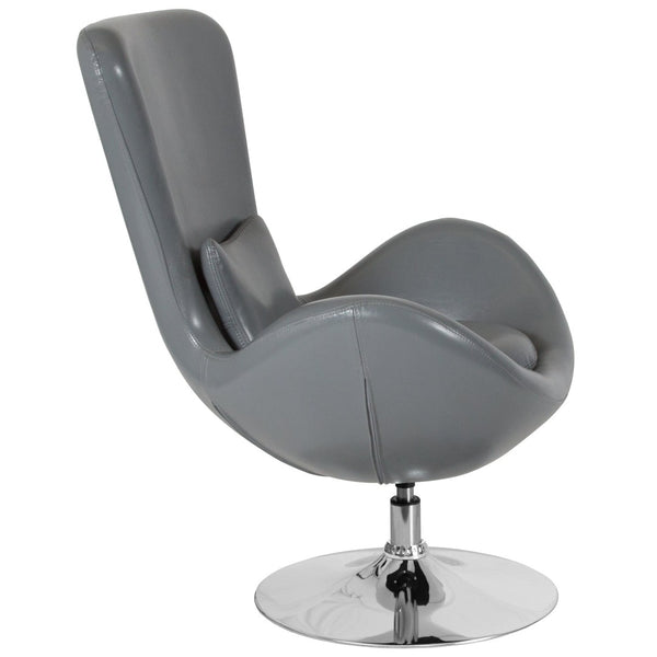 English Elm Egg Series High-Back Reception Chair with Swivel Design and Lumbar Support for Modern Interiors Gray LeatherSoft CH-162430-GY-LEA-GG