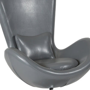 English Elm Egg Series High-Back Reception Chair with Swivel Design and Lumbar Support for Modern Interiors Gray LeatherSoft CH-162430-GY-LEA-GG
