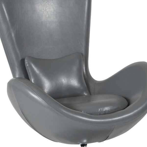 English Elm Egg Series High-Back Reception Chair with Swivel Design and Lumbar Support for Modern Interiors Gray LeatherSoft CH-162430-GY-LEA-GG