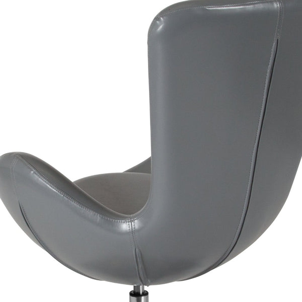 English Elm Egg Series High-Back Reception Chair with Swivel Design and Lumbar Support for Modern Interiors Gray LeatherSoft CH-162430-GY-LEA-GG