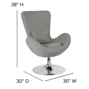 English Elm Egg Series Contemporary High-Back Reception Chair with Swivel Seat and Lumbar Support for Comfort Light Gray Fabric CH-162430-LTGY-FAB-GG